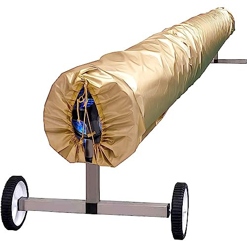ARDILA VEELA Solar Pool Covers for Inground Pools, Heavy Duty Waterproof Solar Blanket Cover for Pool, 18FT, Beige, Round, Reel Up, Sun, Protection
