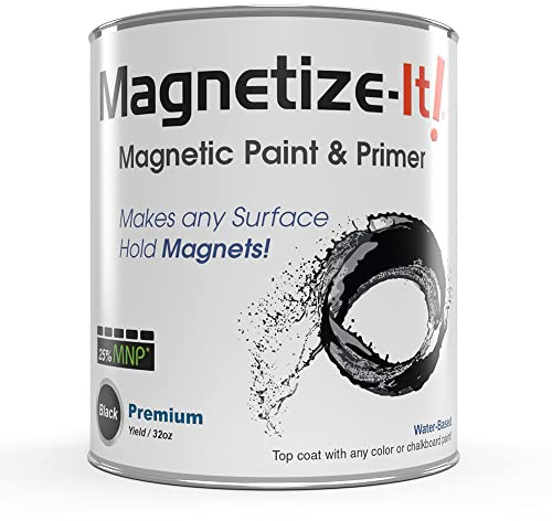 Magnetize-It! Magnetic Paint & Primer (Water Based) – Premium Yield 32oz (MIPYD-1554), Black