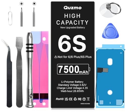 [7500mAh] Battery for iPhone 6S, (2025 New Version) High Capacity New 0 Cycle Replacement Battery for iPhone 6S Model A1633, A1688, A1700 with Professional Tools Kits