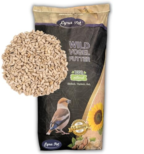 Lyra Pet® 20 kg Sonnenblumenkerne geschält Neue Ernte Vogelfutter Wildvögel | Ganzjähriges Wildvogelfutter - Ideal für Jungtiere - Wertvolles Streufutter - Energiespender ohne Schale - Sommer und Winter