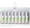 EBL 8 Slot Caricabatterie Indipendente per AA & AAA Batterie Ricaricabili, 9010 Caricatore con LED Indicatore + 8 pcs 2800mAh AA Pile Ricaricabili