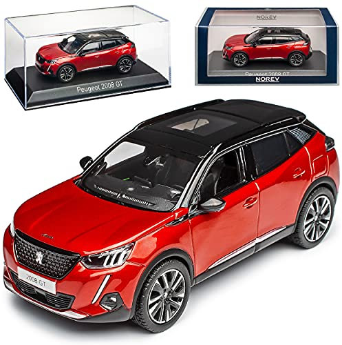 Norev Peugeot 2008 GT SUV Elixir Rot Metallic mit Dach in Schwarz 2. Generation Ab 2019 1/43 Modell Auto