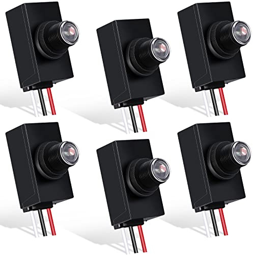 Flutesan 6 Packs Dusk to Dawn Sensor for Outdoor Lighting 100-277V Photoelectric Switch Photocell Light Sensor for Most Outdoor Lighting Fixtures