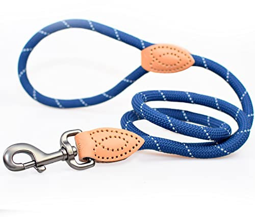 ne&no® Hundeleine (Marineblau) Tauleine für Hunde I Trainingsleine für Hunde I Führleine rund, geflochten I Handschlaufe Seilleine Hund I Cityleine I 1.2m Dog Leash