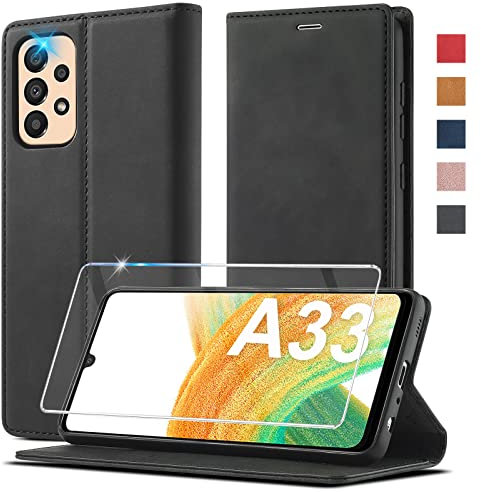 Ailicici für Samsung Galaxy A33 5G Hüllen Leder [Mit Schutzfolie] Handyhülle für Samsung A33 5G Hülle Flip Wallet Leder Stoßfest Schutzhülle Klappbar Case, Klapphülle für Samsung Galaxy A33 5G Hülle