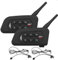 EJEAS V4CPlus Interphone Bluetooth pour Arbitre, 4 Personnes Étanche Casque Bluetooth jusqu'à 1500M Système de Communication, Réduction du Bruit et Radio FM, Pack de 2