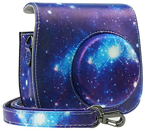 KNOKR PU Leather Camera Bag Camera Shoulder Strap Bag With Pocket Fit For Fujifilm Instax Mini 8 Mini 9 Instant camera bag (Color : Nebula)