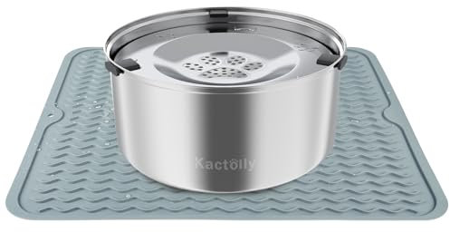 Kactoily 3L Large Capacity Stinless Steel Dog Water Bowl and Waterproof Silicone Dog Food Tray, Slow Down Drinking Pet Water Bowl