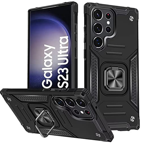 KANSi Case for Samsung Galaxy S23 Ultra, Protective Silicone TPU Shockproof Tough Armor Hard Cover - Black