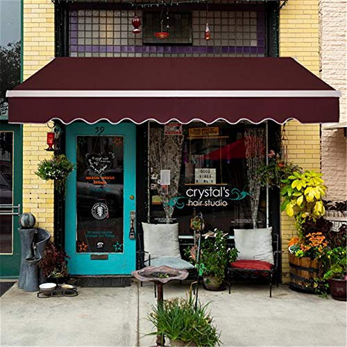 ACiyD Manuell einziehbare Terrassenmarkise, Aluminium-Polyester-Terrassentür-Fenstermarkise mit Kurbelgriff, wasserabweisender Stoff, rot, 3 x 2,5 m