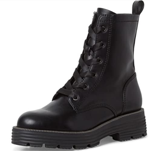 Tamaris Damen Combat Boots, Frauen Stiefeletten,TOUCHit-Fußbett,schnürstiefel,Boots,Stiefel,Bootee,Booties,halbstiefel,Black MATT,36 EU