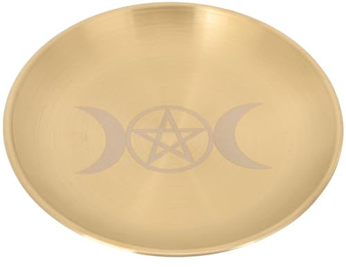 RORPOIR Pentagram Decorative Candle Holder Tray Metal Storage Plate for Tarot Ceremony Rituals and Home Decor for Taper Candles and Serving Trays