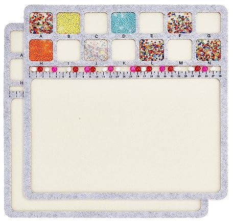 BENECREAT Square Felt Bead Design Boards, Medium Felt Beading Mat with Centimeter Alphabetic Scale Beads Tray Bead Pads for Art Crafts Jewelry Making Beading Supplies, 30x30cm