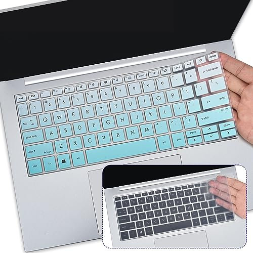 2PCS Keyboard Cover Skin for HP EliteBook 830 835 840 845 1040 G9 G10 13.3 & 14 inch 2025-2022, HP EliteBook 14 inch Keyboard Protector(Not fit 840 845 1040 G8 G7 G6 G5 G4 G3),Gradual Mint+Clear