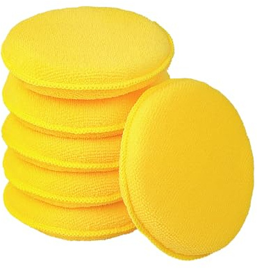 FONAROLL Microfiber Wax Applicator Pads, Car Wax Applicator, Buffing & Detail Polishing Foam Pads for Car Cleaning and Fine Polishing (5 Diameter, 6 Pack) - Yellow