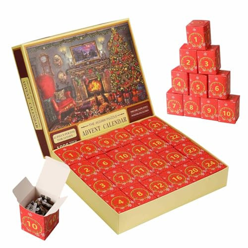 Advent Calendar 2024 Christmas Jigsaw Puzzles Advent Calendar Christmas Family Holiday Puzzle 1008 Pieces 24 Days Christmas Countdown Calendar 2023 Puzzles Advent Calendar Gift for Adults Kids (A)