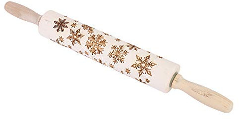 Rouleaux à Pâtisserie en Bois de Noël avec Motif Flocon de Neige, épingle à Pâte à Gaufrage Gravée pour Pâtes, Pâte à Biscuits, Pâtisserie, Boulangerie, Pizza