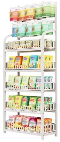 Snack Regal Süßigkeiten display ständer Einzelhandels Snackregal Präsentationsständer Mit 5 Regalen, Heimkino-Konzessionsständer Mit Haken Für Chipstüten Und Süßigkeiten, Großes Supermarktregal ( Colo