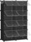 HOOBRO Schuhregal mit 8 Fächern, Schuhschrank, für 32 Paar Schuhe, 40 x 30 x 30 cm pro Fach, schmal, mit Türen, Kunststoff, für Wohnzimmer, Schlafzimmer, Flur, Eingang, Schwarz EBK28SC01G1