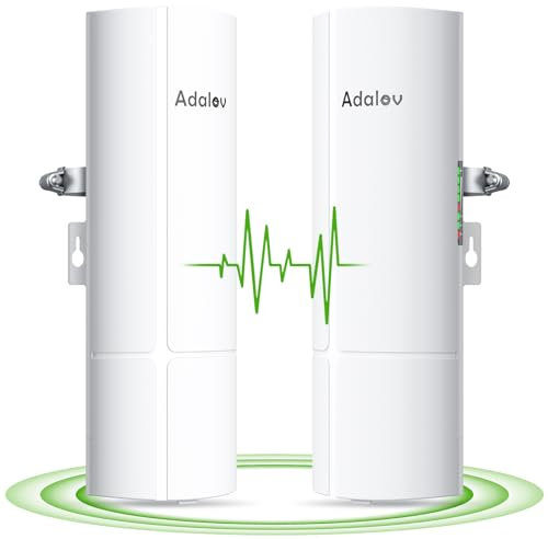 Adalov CPE380 Ponte Radio WiFi Esterno 5.8GHz, Bridge Wireless Gigabit Point-to-Point da 3KM con Antenna 14dBi, Due Porte Ethernet 100Mbps, Internet Esteso fino al Prossimo Edificio
