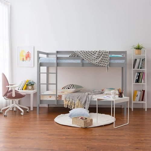Panana Bunk Bed 3FT Wooden Bunky Sleeper Bed Single Double Bed For Kids, Children (Grey, Bed Frame Only)