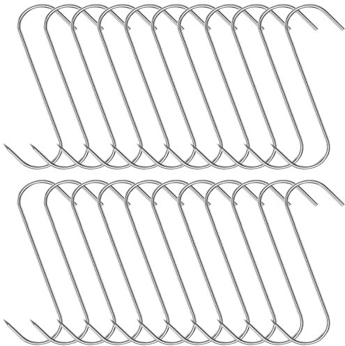 Aililong Fleischerhaken Edelstahl Set mit 22 S-Haken, 15cm lang und 3mm dick, für Fleischverarbeitung, Räuchern und Aufhängen von Rind, Schwein und Huhn - Robust, langlebig und rostfrei