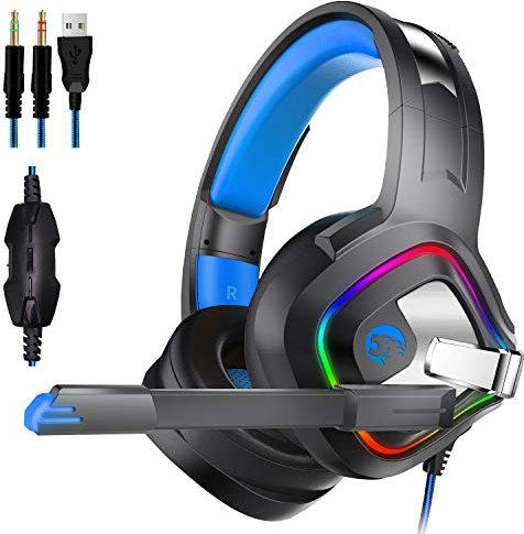 Fubdnefvo Auriculares LED para Juegos 4D Stereo High-End para, para PC