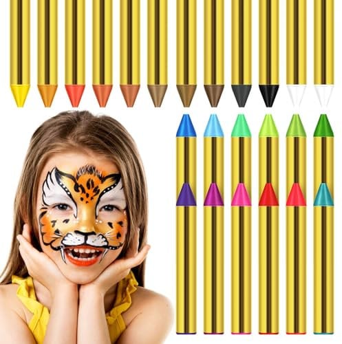 Toyvian Face Paint Crayons Kit Vibrant Oil Pastel Colors for Body and Face Painting User-friendly Design for Cosplay Makeup and Halloween Party Portable and Lasting Makeup
