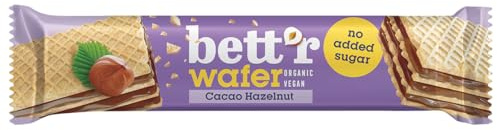 Bett'r BIO Waffel mit Haselnuss-Kakao-Creme, ohne Zuckerzusatz, Vegan – 20 x 30g