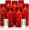Led Teelichter - 7 Stück Flammenlose LED Teelichter mit Timerfunktion - Realistische und Helle Blinkend Teelichter für Hochzeitsdekoration, Valentinstag, Halloween, Weihnachten (Rot)