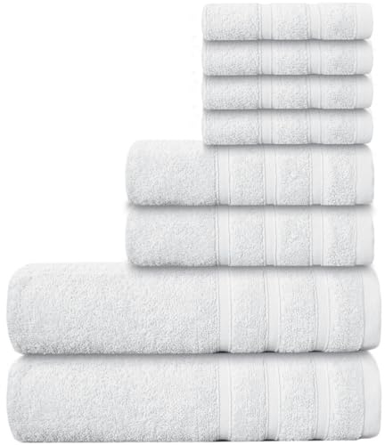 Casabella Luxury 100% Egyptian Cotton Towel Bale - 8 Pieces - 550 Gsm Xlarge Sizes_White_8 Pieces Set