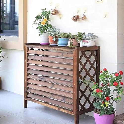 Wood Composter Bin with s Outdoor Enclosure for Air Conditioner Trash Can Pool Equipment Ideal for Outside Use 110x50x105cm