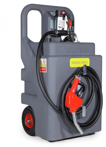 Wiltec Mobile Tankanlage 120 l mit 12 V Pumpe, Kraftstoffbehälter für Dieselkraftstoff, tragbare Dieseltankanlage für Flexibles Tanken