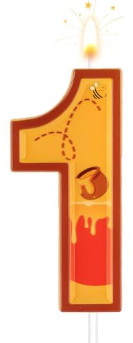 Bougies d'Anniversaire d'Ours, Bougies d'Anniversaire à Thème Jaune Bougies à Thème de Joyeux Anniversaire de Dessin Animé Bougie de Gâteau d'Anniversaire pour Fête d'Anniversaire (Numéro 1)