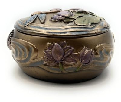 RUSTIX Libellen-Schmuckkästchen – dekorative Schmuckschatulle im Jugendstil mit handbemaltem Libellen-, Blumen- und Lilien-Pad-Design – elegantes Libellen-Geschenk für Frauen und Heimdekoration