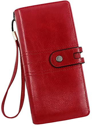 Expanding Files & Wallets Damen Mode Retro Einfache Lange Brieftasche Multi Funktion Große Kapazität Geldbörse Handtasche Elefant Lanyard Wallet (Rot, Einheitsgröße)