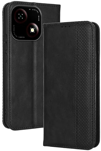 Topme Handyhülle hülle fur ZTE Blade A35e (6.52 Inches) Case Schutzhülle, Handyhülle aus Leder mit Stilvollem, Strukturiertem Kartenschlitz.Schwarz
