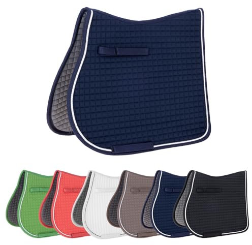 Covalliero - Schabracke – anatomische Pferde-Schabracke mit Sattel- & Gurtschlaufen – Stoßdämpfend & Atmungsaktiv – Vielseitigkeitsschabracke in Dunkelblau – Größe Warmblut
