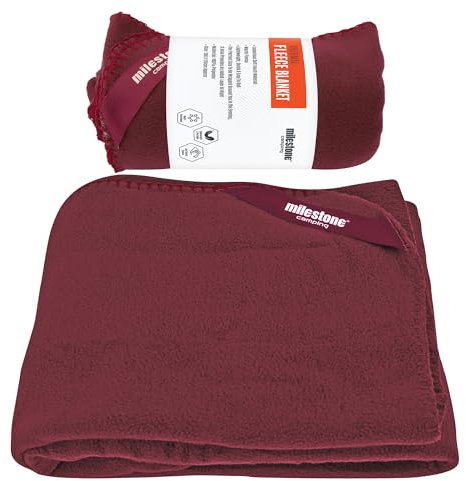 Milestone Thermo-Fleecedecke, weicher Stoff, gemütlich, extra Schicht für Reisen und Ausflüge, 120 x 150 cm, Burgunderrot