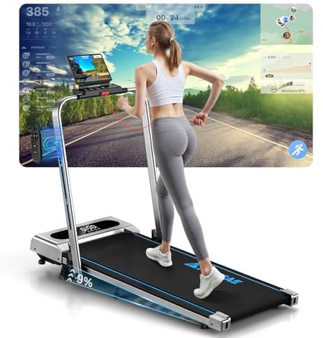 Laufband für Zuhause, FOUSAE 5 in 1 Walking Pad, 12km/h Klappbar Laufband mit 9% Steigung, 2.75HP Walking Machine & Büro mit LED-Anzeige, Fernbedienung und App, Bis 160 kg, Keine Installation