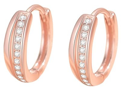 2024 -Linien-Ohrringe für Frauen, Roségold-Ohrringe, Doppelschicht-Ohrringe, leichte Luxus-Ohrringe Ringe Männer Set (GD1, One Size)