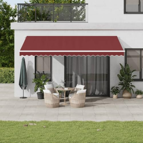 Xichuzi Markise Automatisch Weinrot 500x300 cm, Sichtschutz Terrasse, Windschutz Balkon, Vertikalmarkise, Balkon Seitensichtschutz, Balkon Sonnenschutz - 3310193