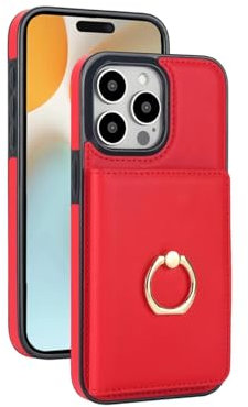 RNOZX Custodia in pelle con flip magnetico e supporto per iPhone 14 Plus con porta carte (per iPhone 14 Plus/rosso)