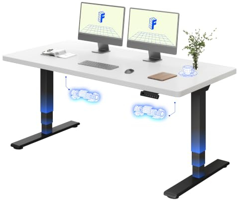 FLEXISPOT Höhenverstellbarer Schreibtisch mit Dualmotor 160×80 cm | 3-stufigem Gestell – Ergonomischer Standing Desk für Kreative, Multiscreen & Home Office, 100 kg Tragkraft (Weiß+Schwarz)
