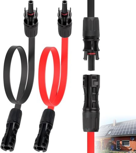 2 PCS Cable Solaire 4mm2, Rallonge Solaire 35 Cm, Câble Mc4 Plat Pour Extension Pv, Câble Solaire Flexible Pour Kit Solaire Balcon, Installation Solaire Camping Car Extérieur
