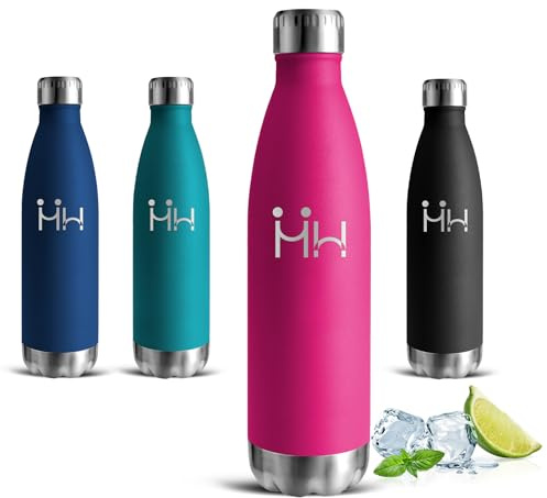 Trinkflasche Edelstahl, Trinkflasche 0 5 liter, BPA-Freie, Thermosflasche Doppelwandige, Wasserflasche Auslaufsicher, Kann mit dir tragen, Wasserflasche Metall, für Schule, Büros, Camping