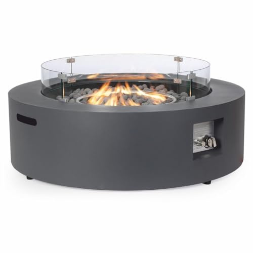 Casa Padrino Luxus Outdoor Gaskamin Dunkelgrau Ø 104 cm - Runder Garten Kamin