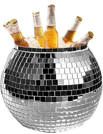 Disco Ball Ice Bucket - 3L Reflective Champagne Wine Beer Bucket | Modern Ice Storage Container | Cocktail Beverage Tub For Bars, Restaurants, Kitchens, And Parties