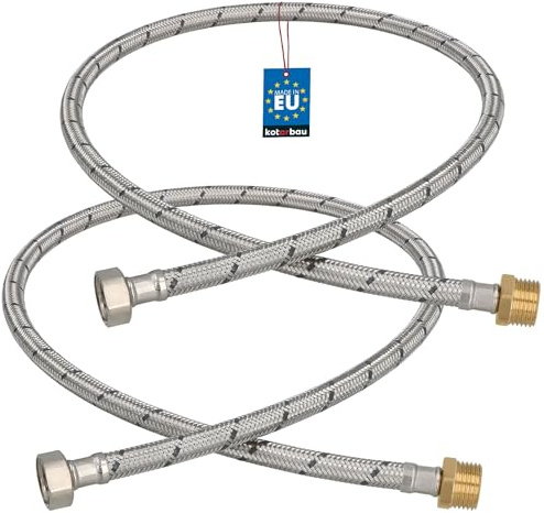 KOTARBAU® Flexschlauch 1/2 x 1/2, Wasserschlauch 100 cm, Panzerschlauch | 2er Set, Außengewinde x Innengewinde, Anschlussschlauch für Armatur, Schlauch Für Wasserhahn, Edelstahlummantelt