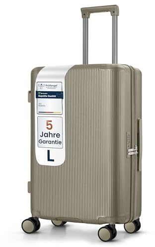 4FLY Leichter Premium Hartschalen-Reisekoffer L - Groß 68 cm (67L) – Trolley Koffer mit TSA-Schloss, 4 Spinner-Doppelrollen & Aluminium-Teleskopgriff, Aufgabegepäck Reisegepäck